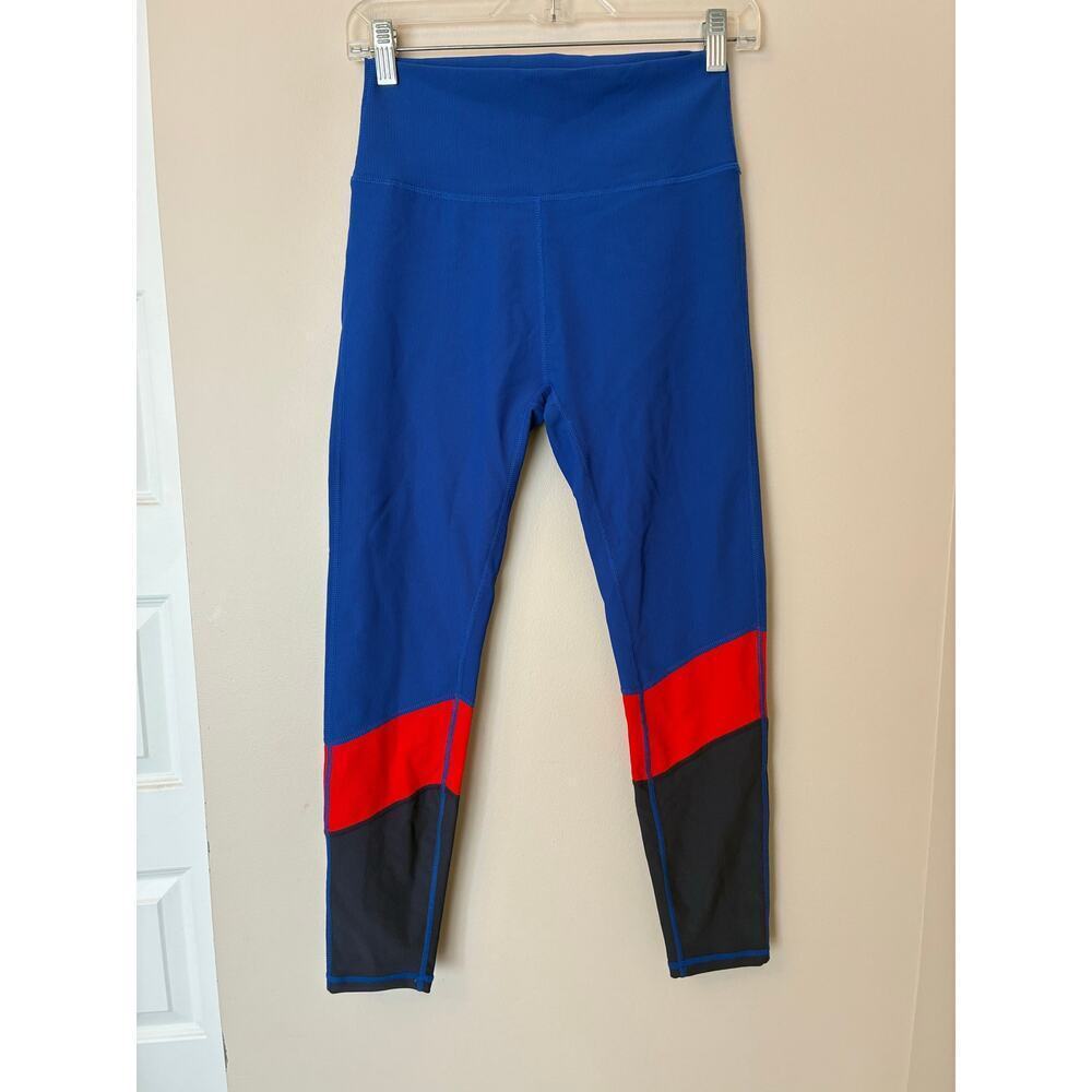 Wilo the Label Ribbed 7/8 Leggings Cobalt Blue and Red Size L